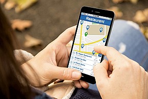 Smartphone with Restauran App open
