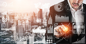 Big Data Technology for Business Finance Concept.