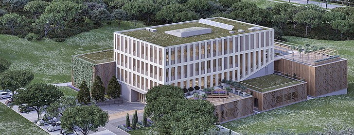 Modernes Forschungsgebäude im Grünen