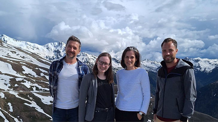 Das CEFood Cycle Forschungsteam an der FH Salzburg: Werner Kaltner-Pomwenger, Anna Schliesselberger, Eva Lienbacher und Reinhard Portenkirchner von den Departments Business and Tourism und Information Technologies and Digitalisation.