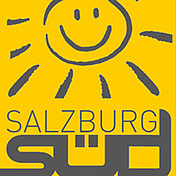 Schriftzug bzw. Logo des Vereins Salzburg Süd, gelb mit Sonne