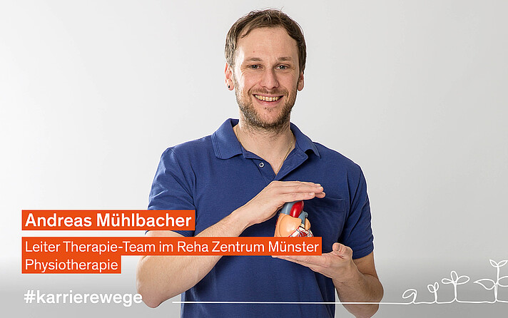 Andreas Mühlbacher ist Physiotherapeut und leitet das Therapie-Team im Reha-Zentrum in Münster, Tirol.
